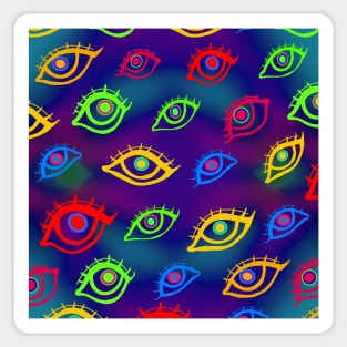 Fun Colorful Neon Psychedelic Trippy Eyes Pattern Sticker